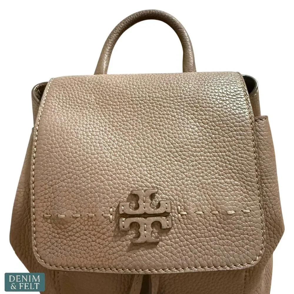 Tory Burch Sand McGraw Leather Backpack w/‎ Tassel Detail, Adjustable Straps